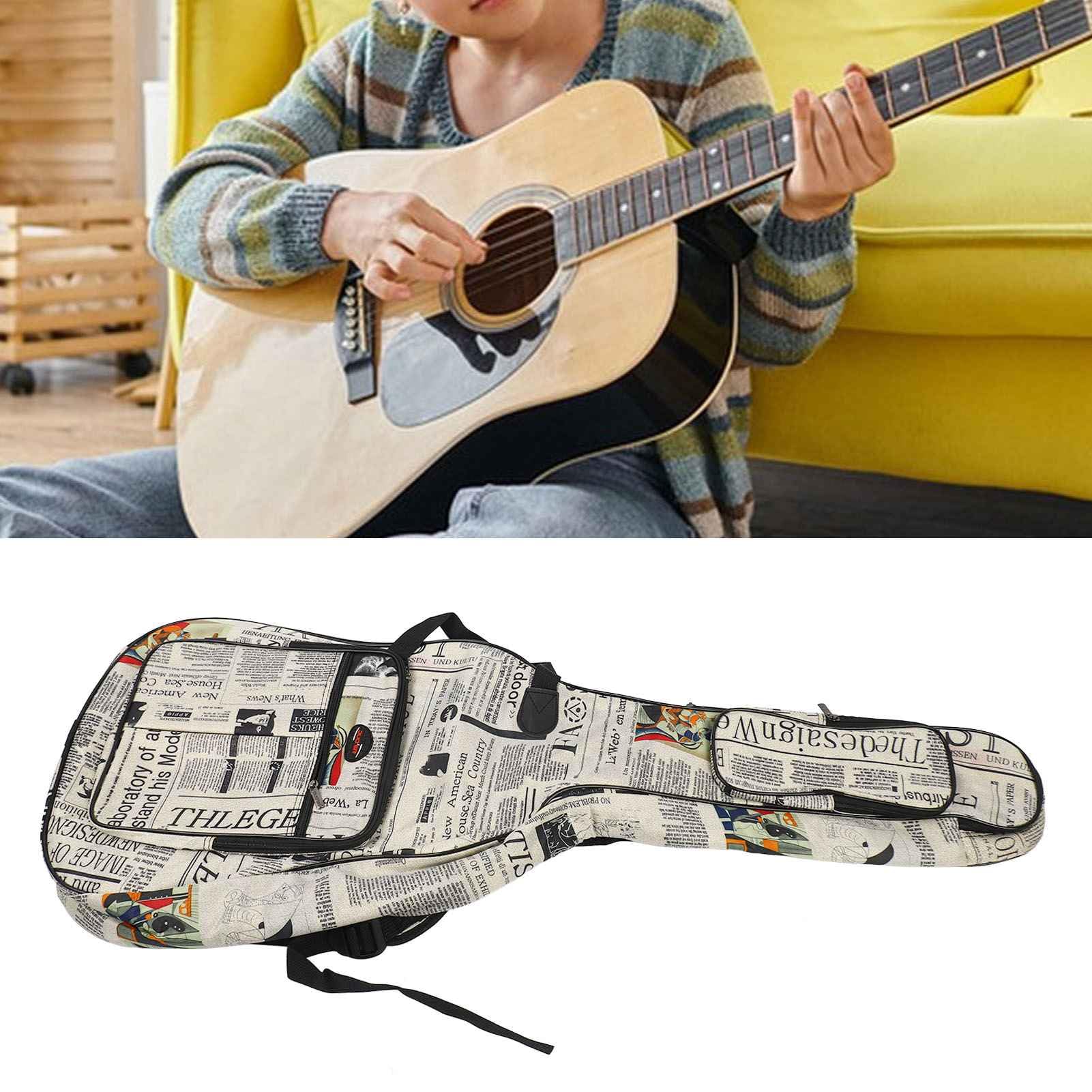 Borsa per chitarra in tessuto Oxford 600D resistente all'acqua, custodia per chitarra acustica con spallacci regolabili, imbottita per chitarre da 41” (40 pollici)