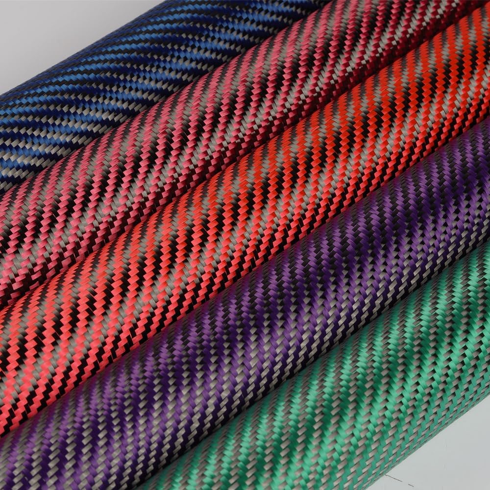 Tejido Tejido de Fibra de Carbono, Tejido híbrido de Fibra de aramida de Carbono 3K de 0,5 m²/1 m², 190 g/m², 0,2 mm de Grosor(Green,0.5 Sqm)
