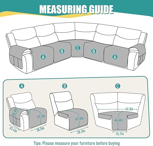 Miniatura 3 de Ruaozz Fundas para sofá modular reclinable extragrande, funda impermeable para sofá reclinable en forma de L, funda de sofá modular reclinable de 5