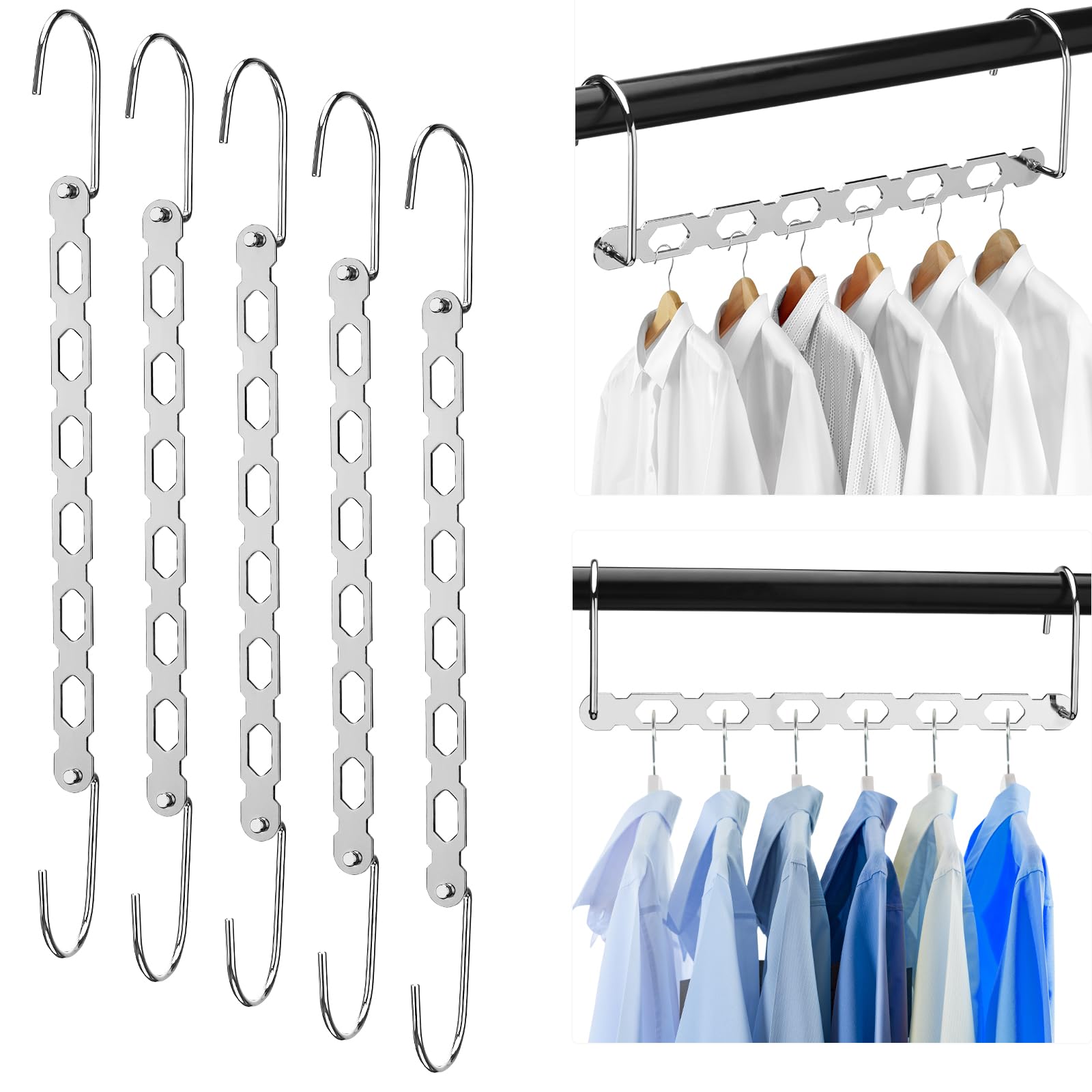 Grucce Salvaspazio Per Armadio - 8 Pezzi Multistrato Per Organizzazione - Foto 7