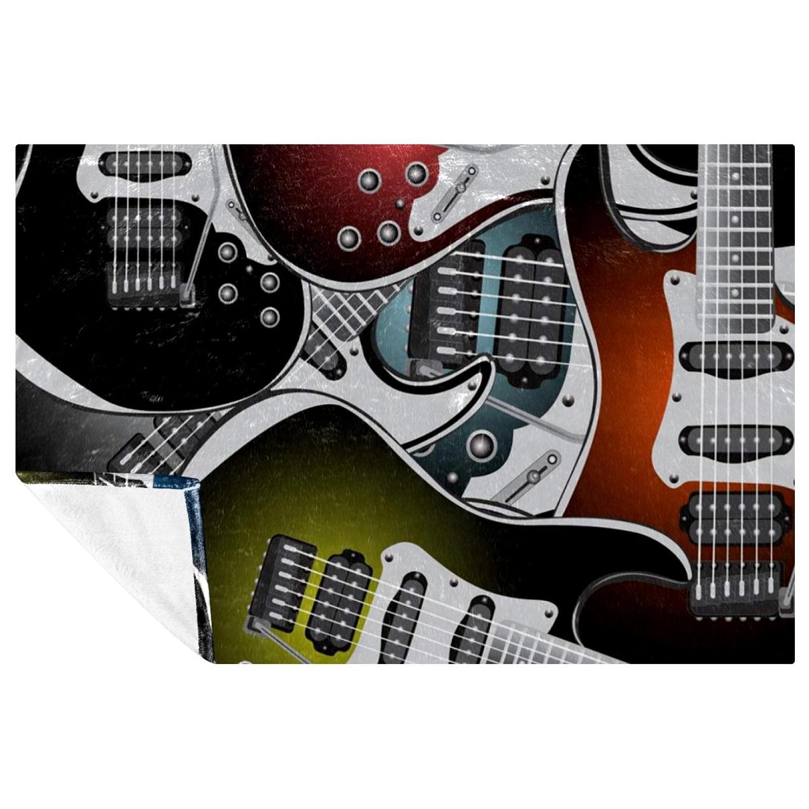 Plaid guitares électriques colorées pour pique-nique et plage