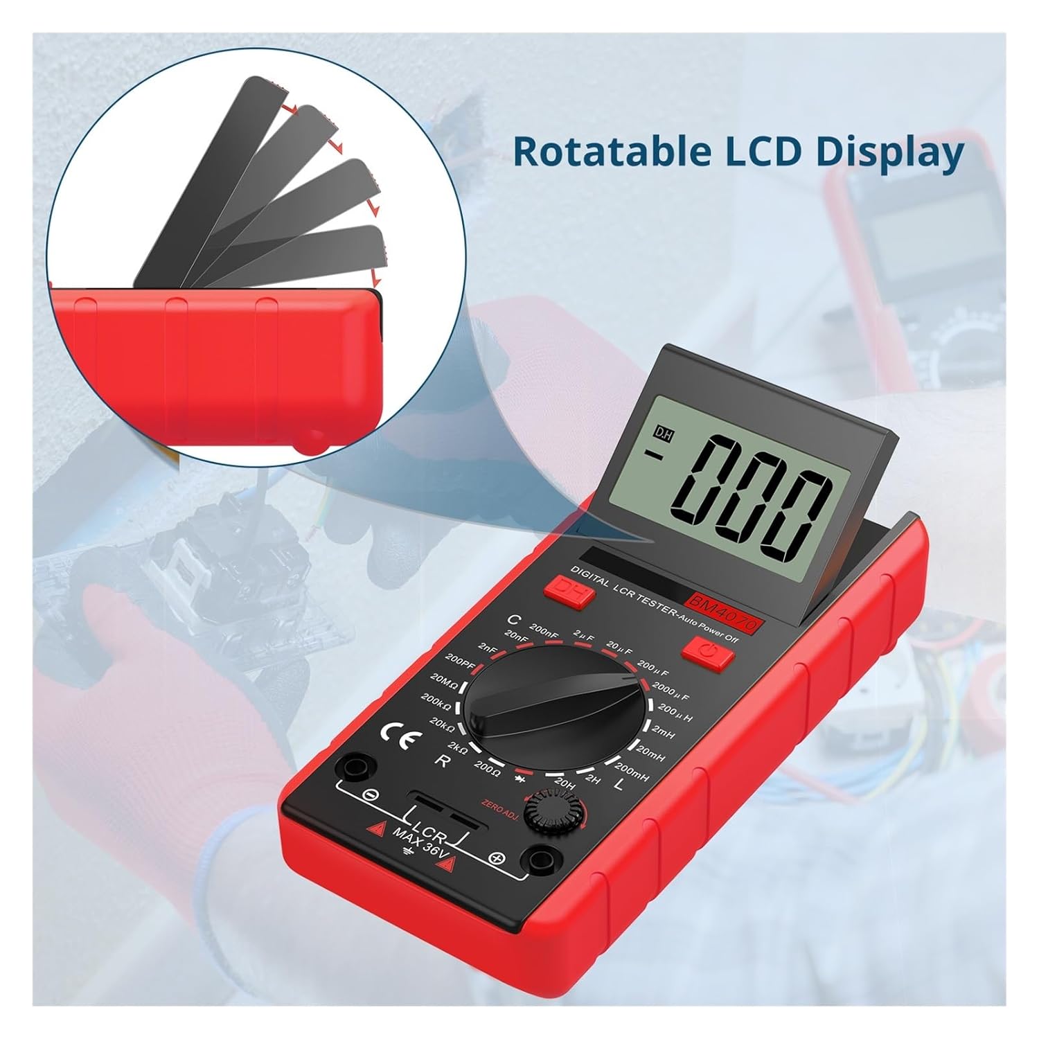 LCR Meter LCR Multimeter Tester for Capacitance Resistance Inductance Measuring Meter with LCD Over-Range Display