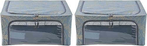 Miniatura 23 de Periea Cajas de almacenamiento de tela Oxford con marco de acero, para debajo de la cama o en el armario, paquete de 2 organizadores pequeños Cáñamo