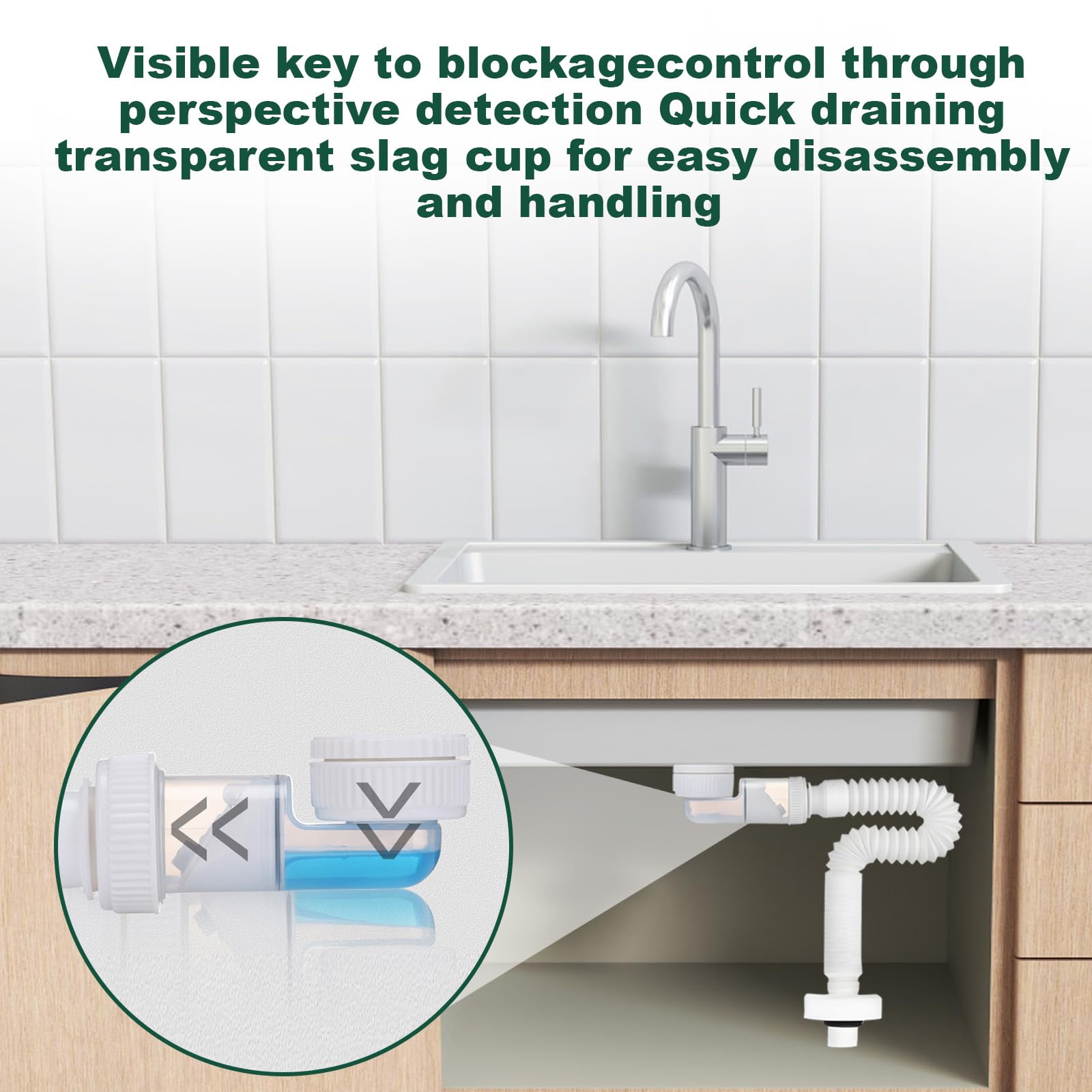 SI SEN Desague Lavabo, Desagüe Fregadero Reemplazable, Sifon Cocina Fregadero, Manguera de Drenaje Flexible, Para Baño Y Cocina