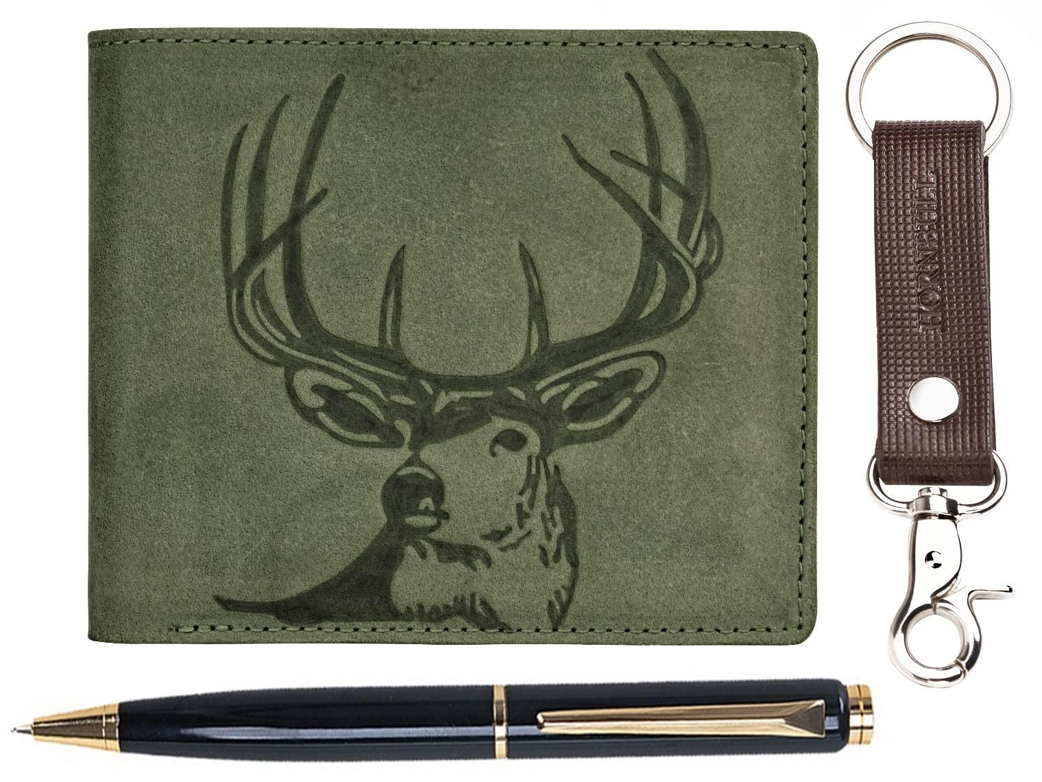 HORNBULL Eddie Leather Wallet for Men | Wallets Men with RFID Blocking | Mens Wallet (Olive + Pen)