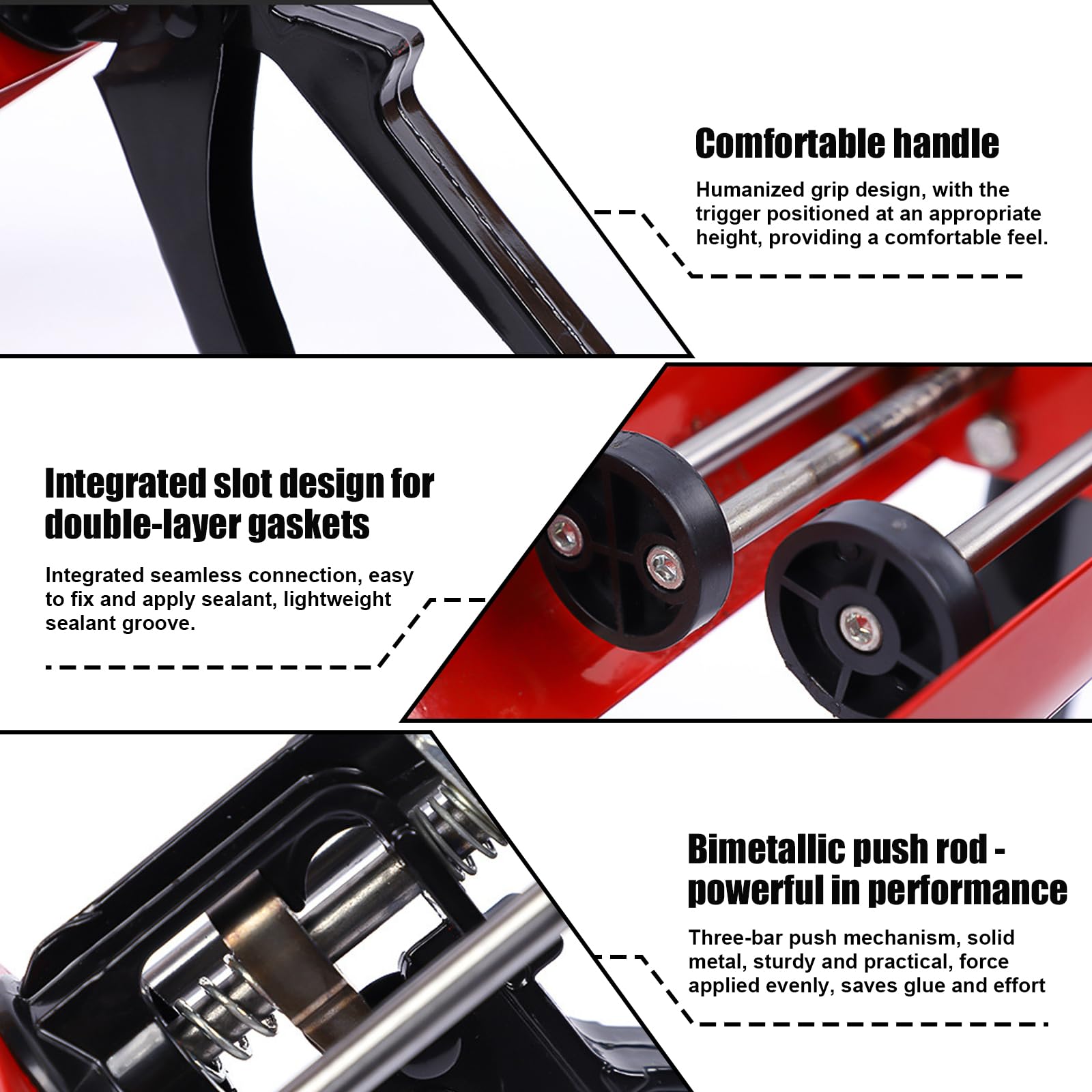 Pistola a doppia cartuccia, pistola applicatore manuale per fughe, pressa per cartucce, 2 K fino a 400 ml, applicatore per colla bicomponente, rapporto di miscelazione per sigillanti epossidici (rosso