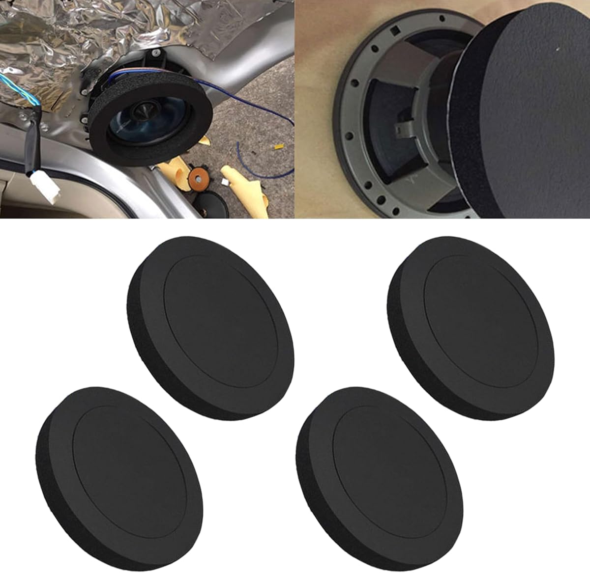 4PCS Speaker Foam Enhancer, 6.5" Self-Adhesive Speaker Foam Rings for Enhancing Stereo Sound in Vehicle Speakers, Universal Speaker Gasket Car Accessories for VehcTruck SUV