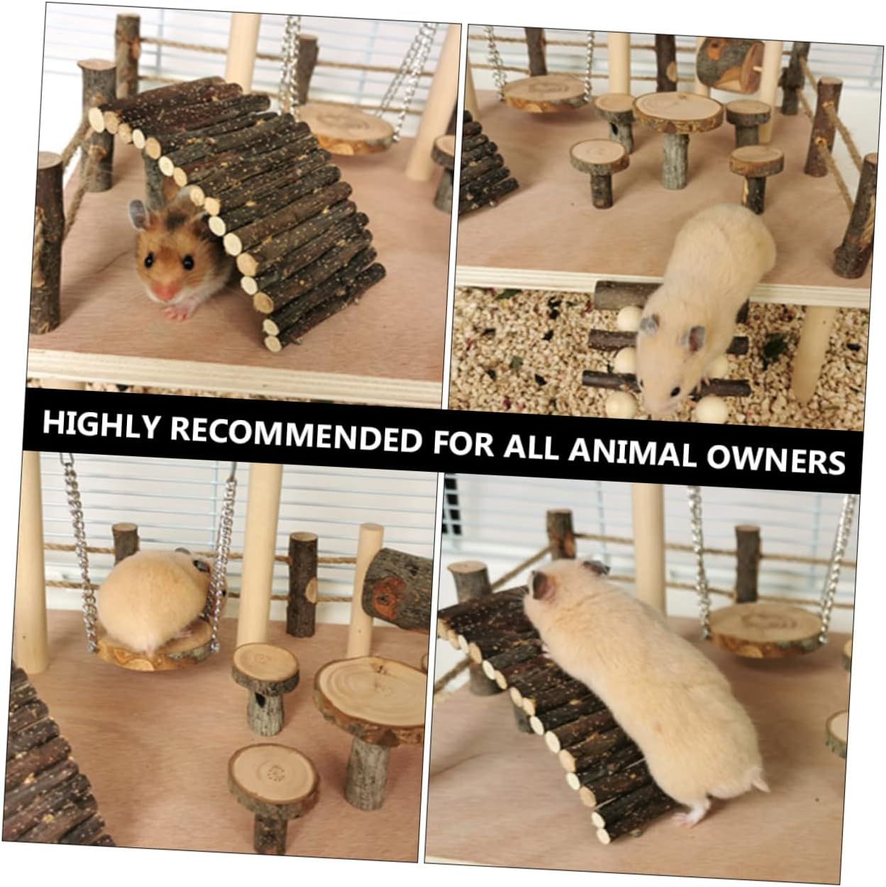 Sosoport Wooden Climbing Ladder Toy for Pets Hamster Accessory for Exercise Play for Mice Birds and Other Animals