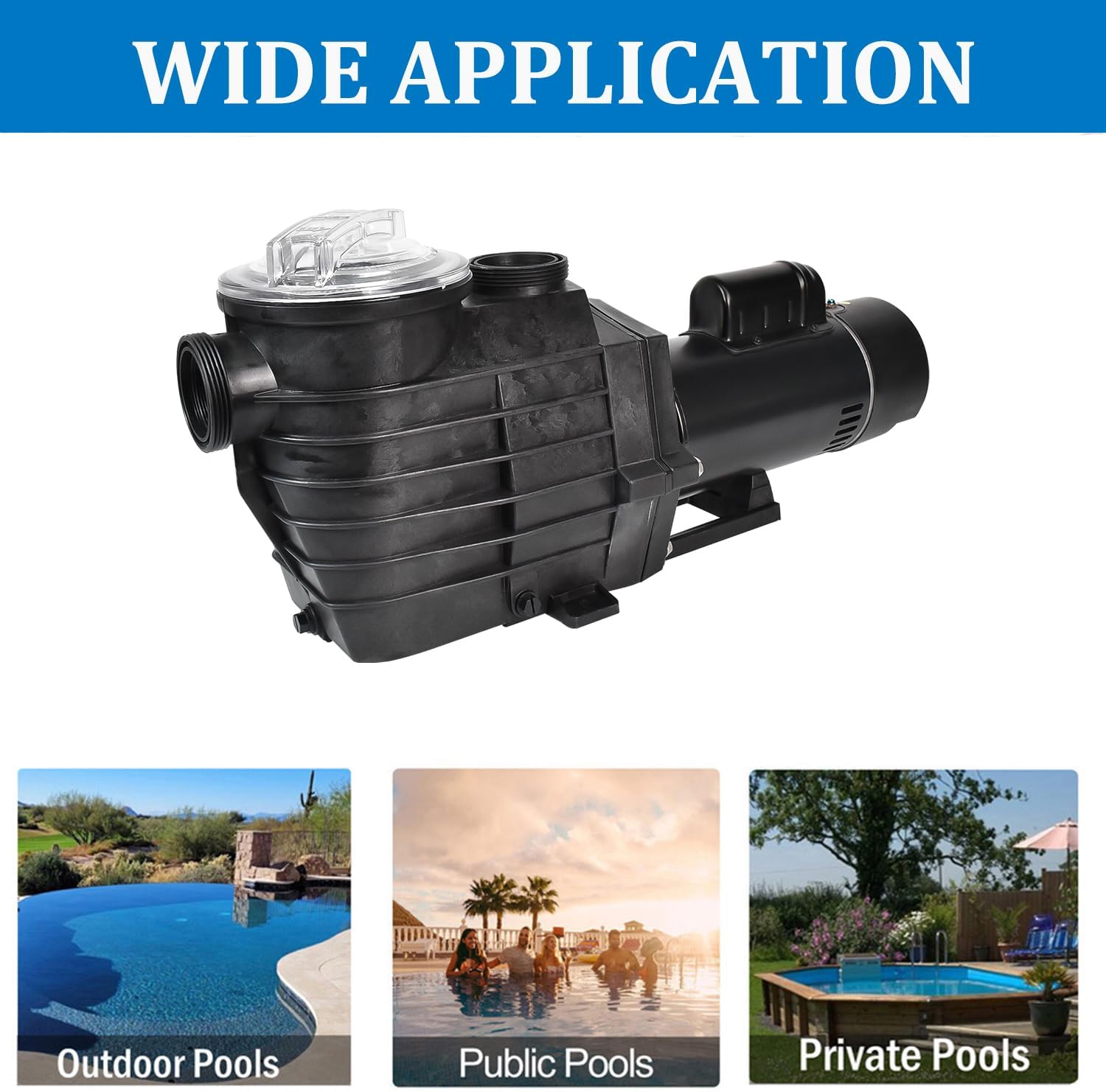2.5HP Inground Pool Pump,115-230V Dual Voltge Hard Wired Swimming Pool Pump,9000GPH High Flow Rate Powerful Self-Priming Pool Pump with Strainer Basket for Seawater Pools (2.5HP)