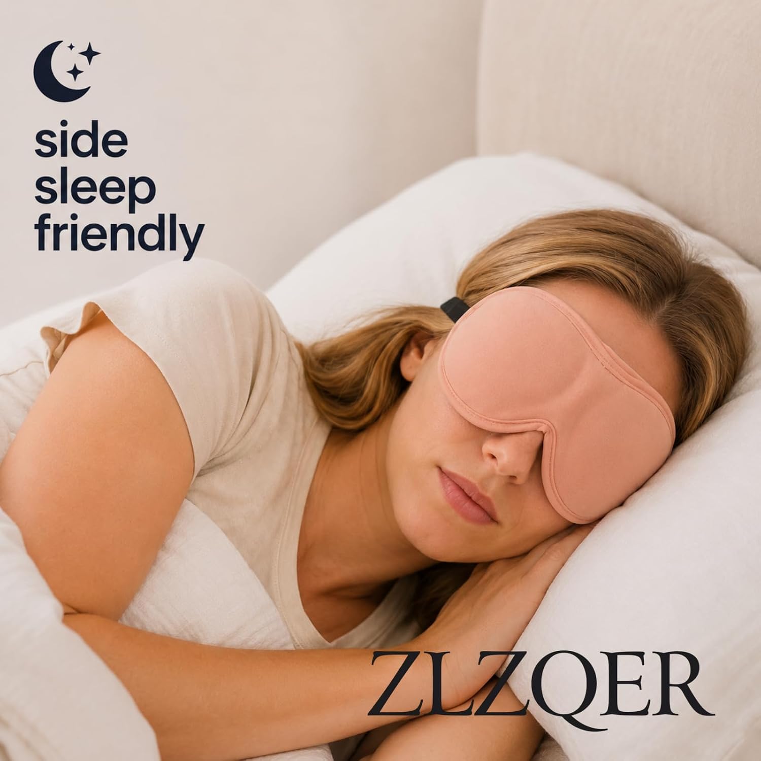 Ultra-Thin 3D Sleep Mask for Women, Contoured Eye Mask for Side Sleepers, Deep Eye Cups for Lash Extensions, Soft Breathable Lightweight Sleep Mask for Travel, Yoga & Meditation (Pink) image 4