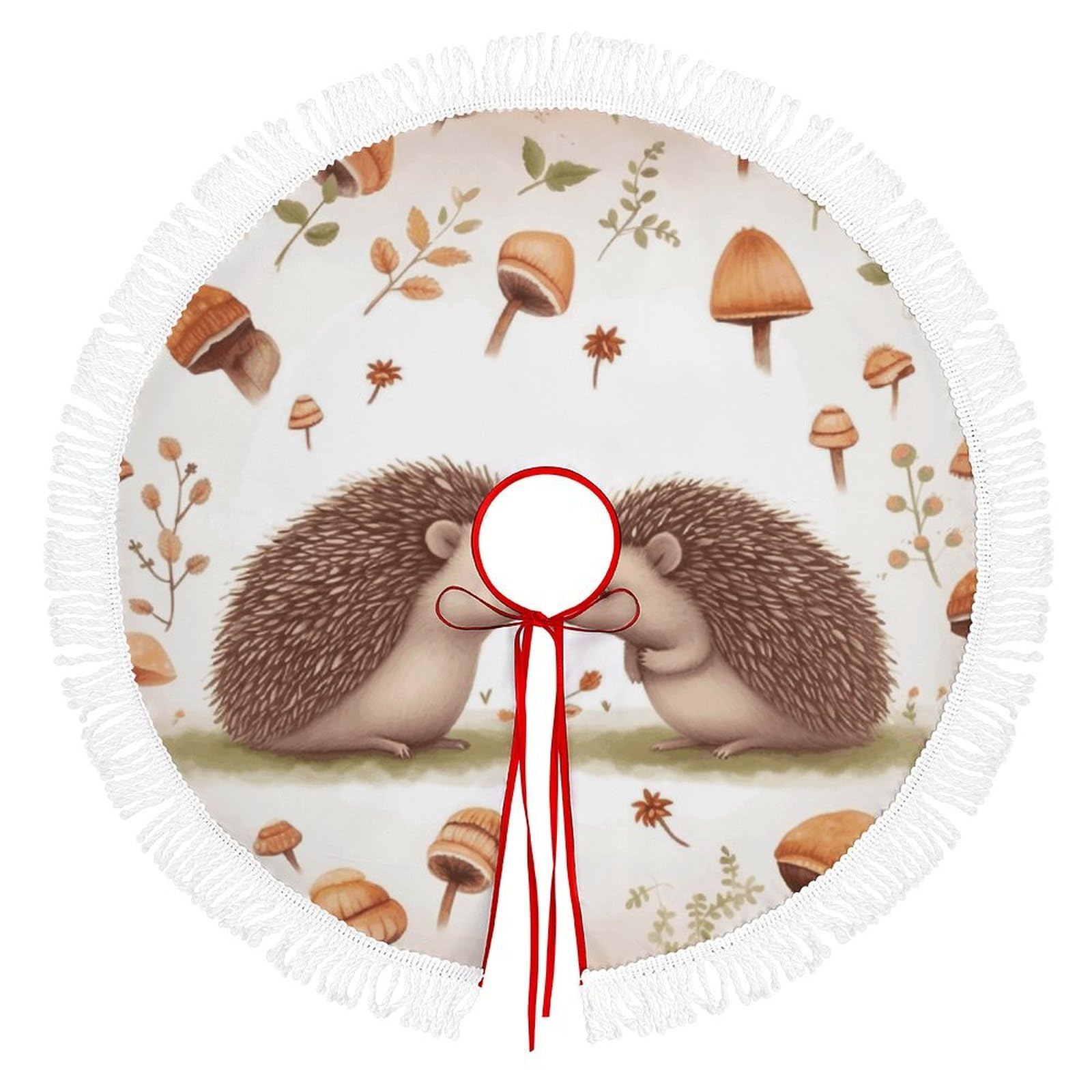 Nature Lovely Hedgehog Lovers Christmas Tree Skirt Fashion Waterproof Trees Skirt Vintage Tree Skirts Farmhouse Decor Xmas Holiday Home Party Decorations