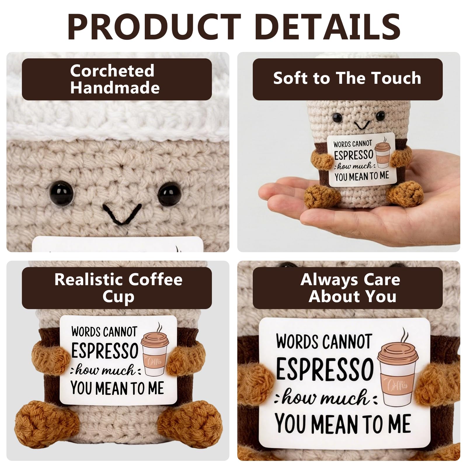 Rudfovn Emotional Support Crochet, Positive Gifts with Words Cannot Espresso Quote for Women Men Friend Family - Image 3