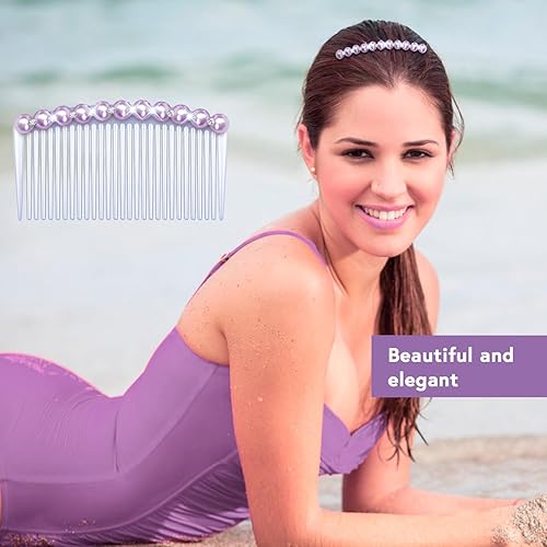 Miniatura 2 de MARY LAVENDER Peine lateral para el cabello con perlas de diamantes de imitación para mujer, clips de torsión para el cabello, horquilla de pelo