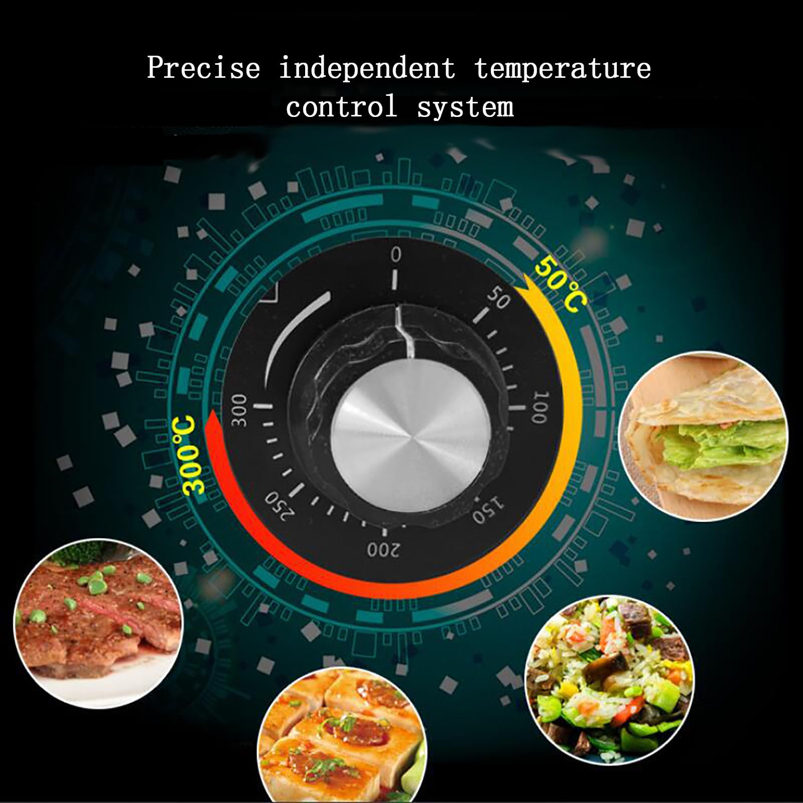 Plancha Eléctrica Profesional 4400W 50 A 300°C Plancha Cocina Eléctrica Plancha De Asar De Acero Inoxidable para Barbacoa Parrilla Tocino Huevo Chorizo Freidora Panqueques 73X40 Cm