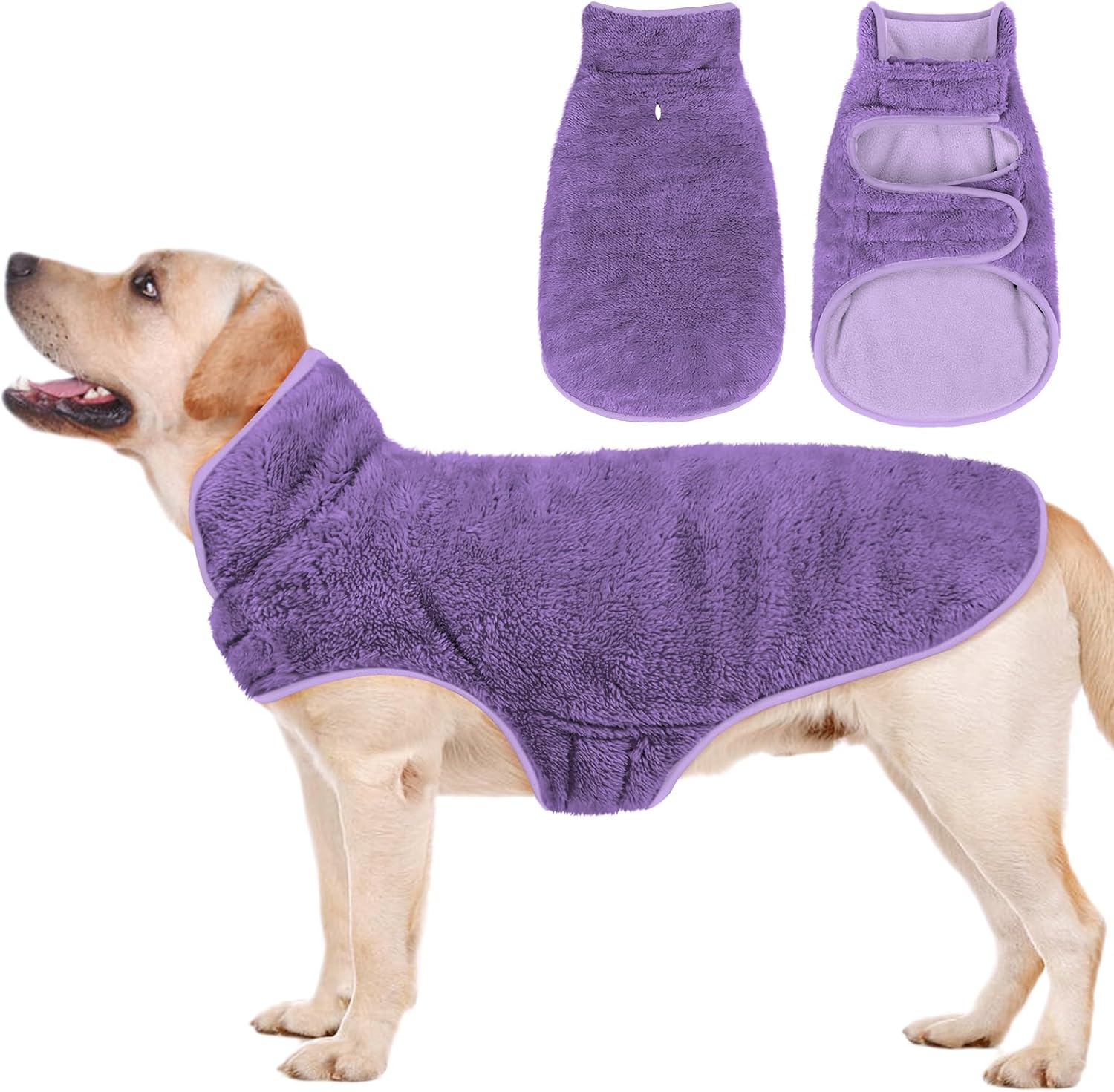 Malier Dog Winter Coat, Reversible Fleece Dog Cold Weather Coats, Windproof Warm Snow Puppy Jacket Vest Pet Clothes for Small Medium Large Dogs (Purple, X-Small) Purple X-Small