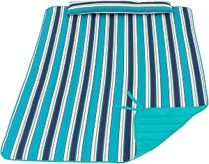 Lazy Daze Hammocks 2 Person Hammock Pad and Pillow Set, Double Polyester Quilted 78" x55" Replacement Pad for Rope Hammock, Turquoise Blue Stripes