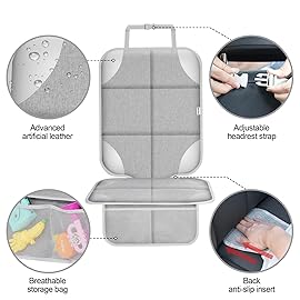Meolsaek Car Seat Protector for Child, 600d Fabric Waterproof Car Seat Cover with Non-Slip Backing, Under Baby Car Seat from Permanent Pressure Marks