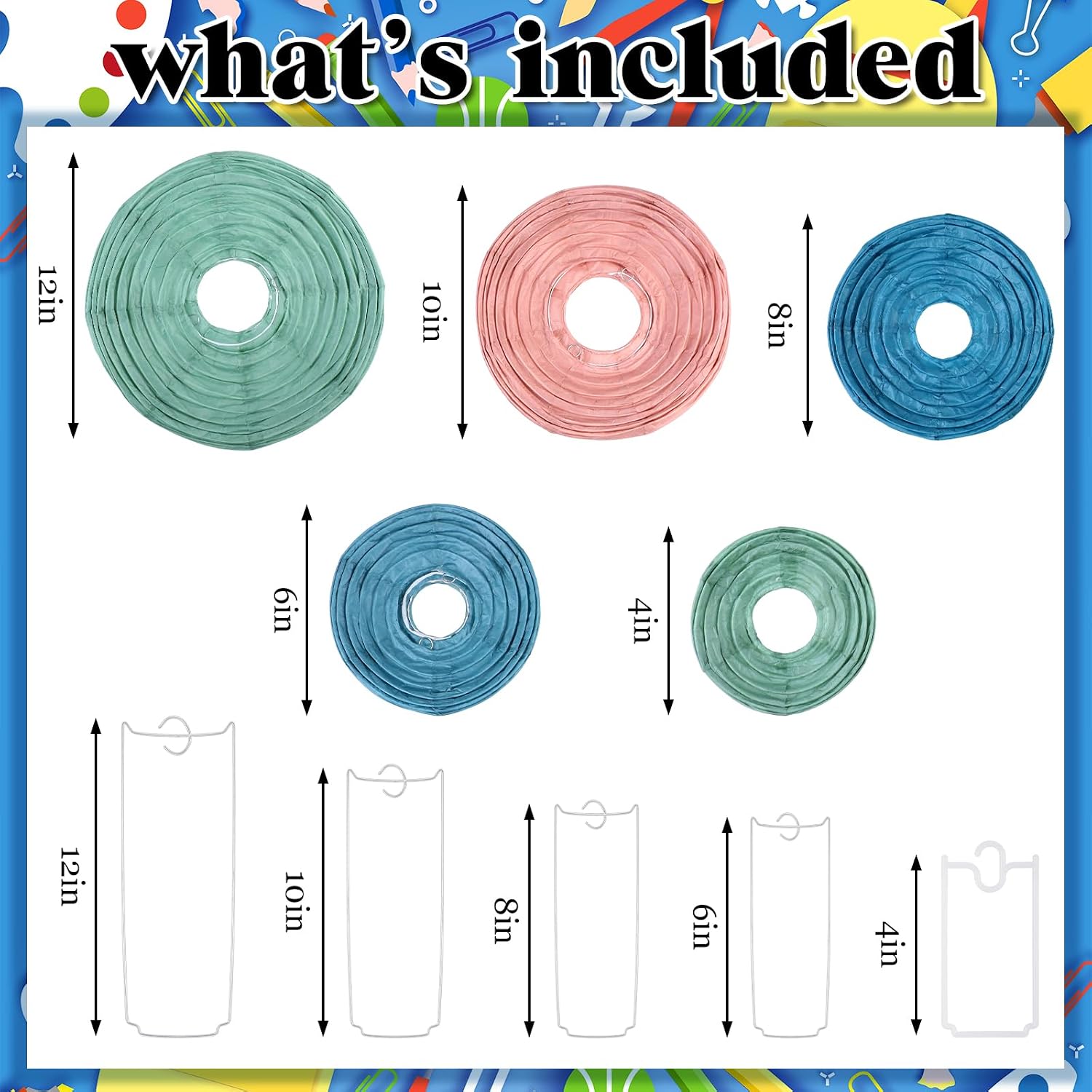 15 Pcs Boho Hanging Paper Lanterns Boho Classroom Decor Back to School Classroom Ceiling Decor Round Multi Color Garlands Bulletin Board for Classrooms Office Wall Birthday Party Supplies