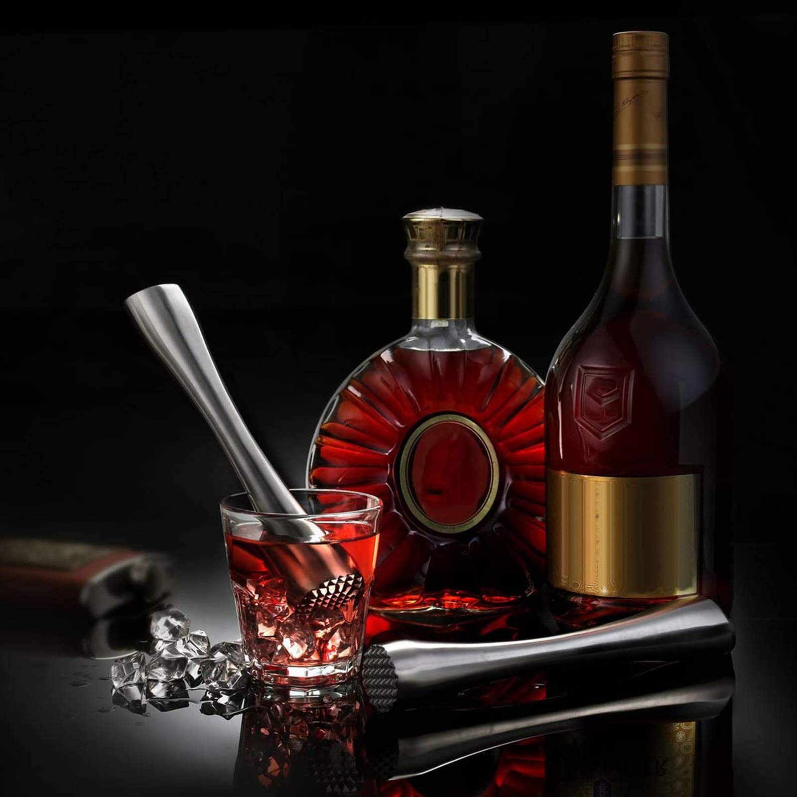 Machacador De Cócteles De Acero Inoxidable Martillo De Hielo Triturado con Dos Cabezas De Textura Diferente, Duraderas, para Bar, Restaurante, Hotel, Familia, Limones, Cubitos De Hielo, Purés—Plata