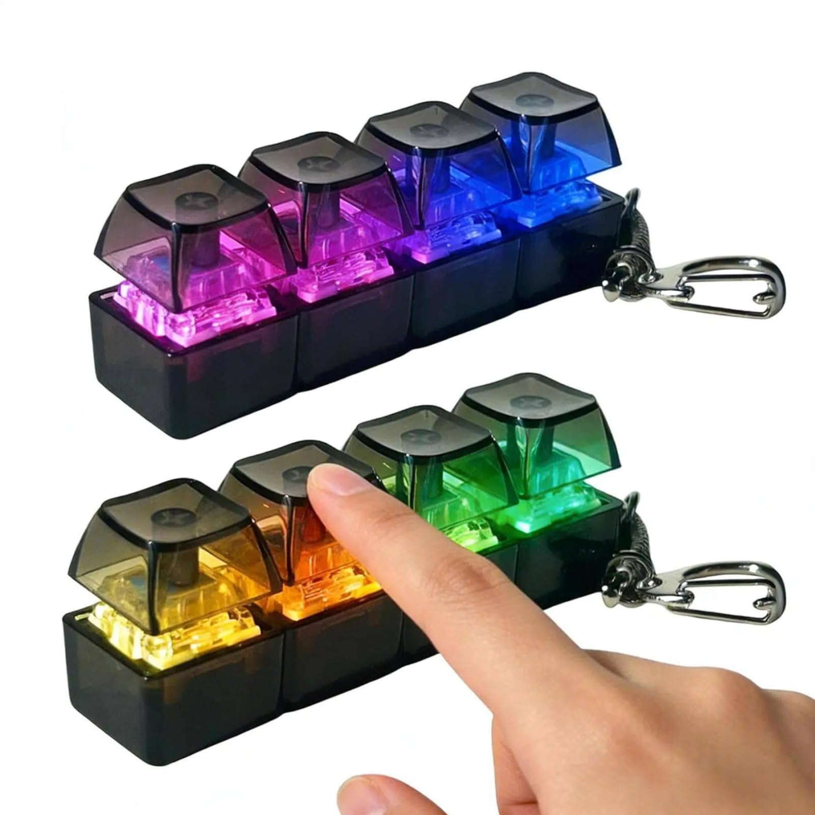 2 Stück Tastatur Fidget, Fidget Toys Tastatur Mit LED Licht, 4-Tasten Fidgets Spielzeug Mit Befriedigendem Klickgefühl Zum Stressabbau, Anti Stress Spielzeug Für Erwachsene In Büro,Schule,Reisen