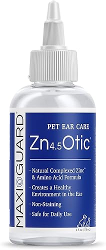 Pet Ear Care Zn4.5 Ótica para perros, gatos, exóticos y animales de compañía (4 onzas), azulblanco