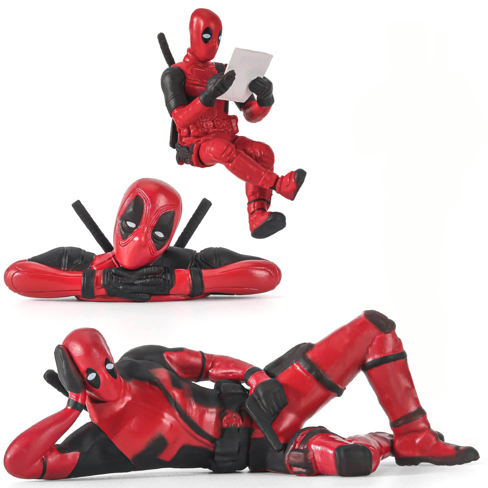 3 Piezas Deadpool Anime Acción Figura, divertidas de anime Deadpool anime, Interesante Decoraciones del Tablero de Instrumentos del Coche, decoración de espejo retrovisor para el hogar