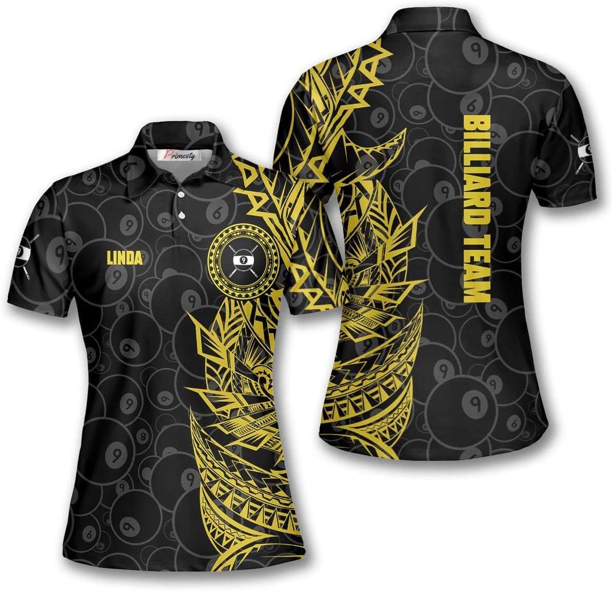 PRIMESTY Custom Billiard Shirts for Women, Personalized 9 Ball Billiard Polo Shirts for Girls, Womens Billiard Jerseys