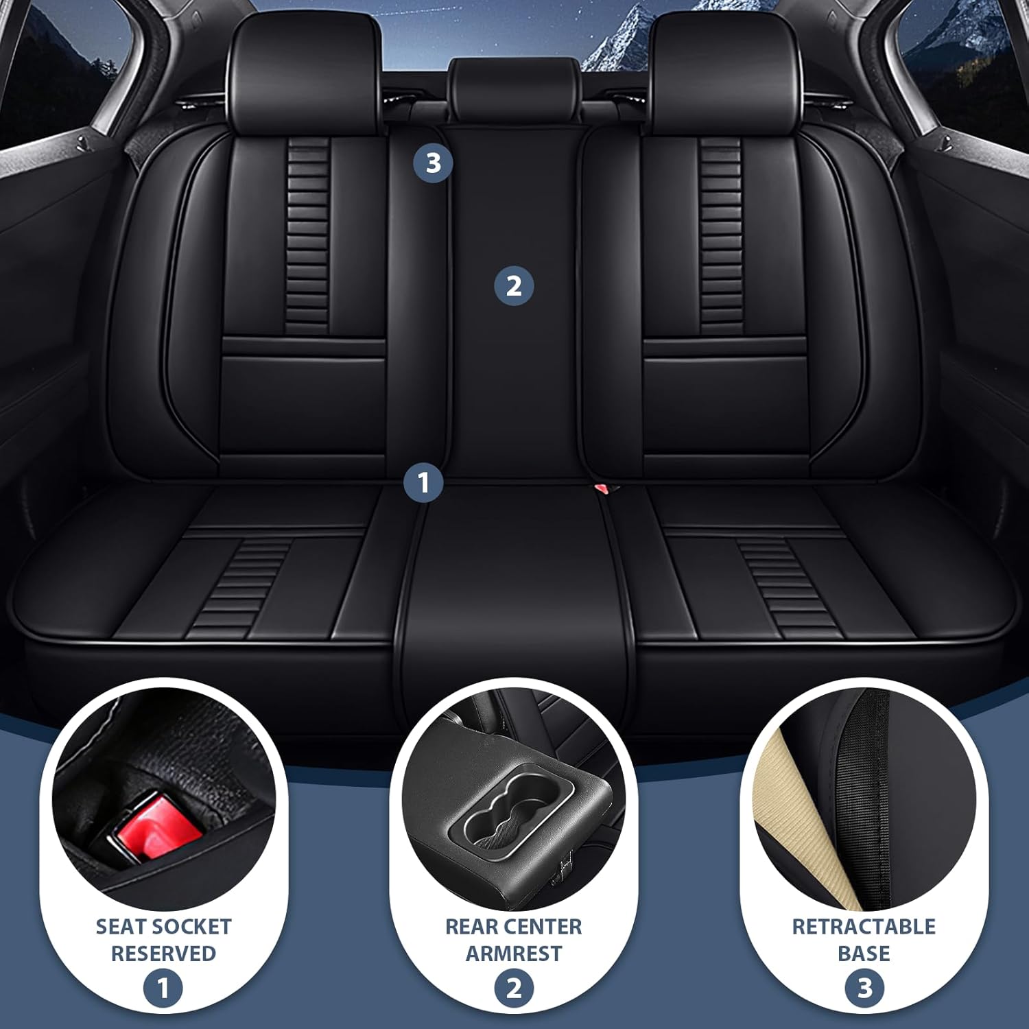 Car Seat Covers for Dodge Ram 1500 2002-2025, Stylish Sport Car Covers for Seats Leather Seat Covers Waterproof Interior Covers(Full Set Standard/Black)