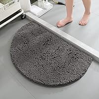 Vista 2 de Tapete de baño absorbente de semicírculos, felpilla suave y gruesa, antideslizante, lavable a máquina, se seca rápidamente, tapete para pies peludos