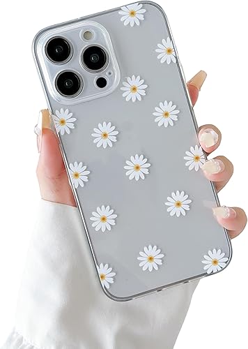Miniatura 1 de ZTOFERA Funda trasera de TPU para iPhone 13 Pro Max, funda de silicona suave brillante con patrón de margaritas, linda funda delgada mate suave