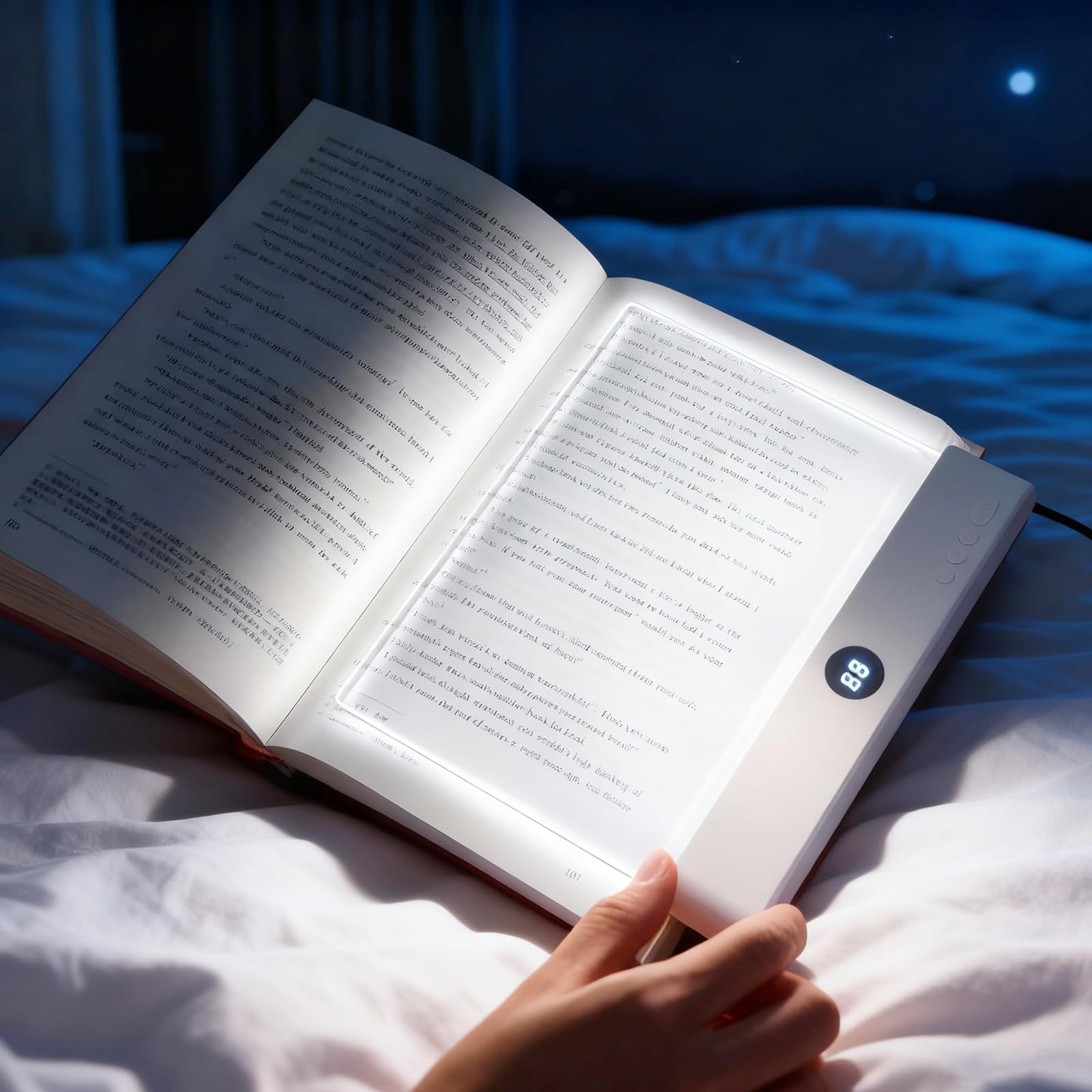 Lampe de lecture rechargeable transparente à intensité variable et 3 modes chauds - 8