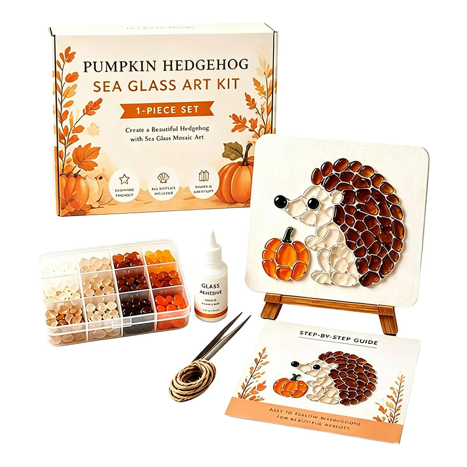 Halloween Sea Glass Art Kit DIY Mosaic Craft Set with Colorful Glass Pieces