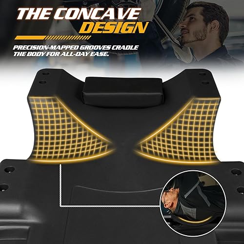 Miniatura 6 de Magshion Garaje rodante con reposacabezas acolchado, Shop Creeper Carro mecánico de 40 pulgadas con doble bandeja de herramientas y 6 ruedas,