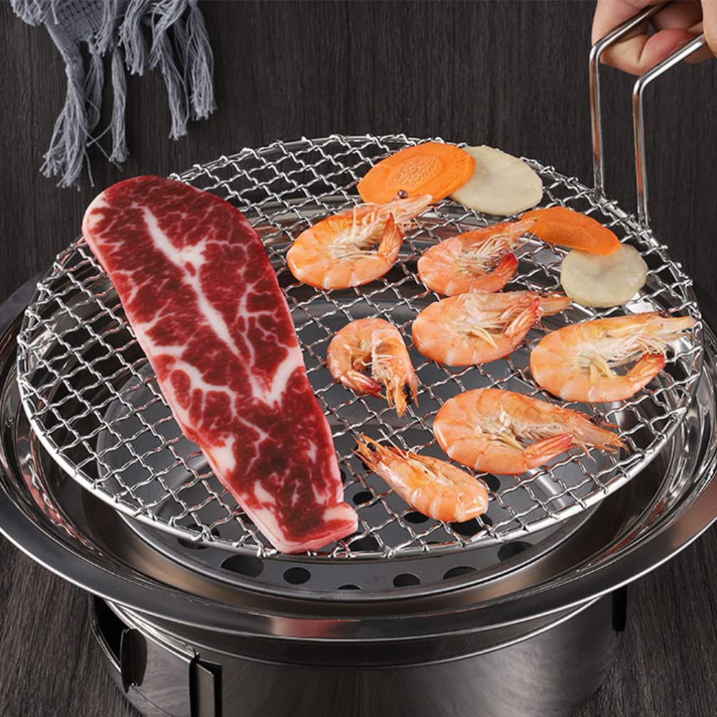 Kichvoe Griglia coreana Barbecue rotondo in acciaio inossidabile Griglia per barbecue Griglia a vapore Griglia Griglia di cottura Griglia di cottura Griglia a carbone coreano Griglia per barbecue a
