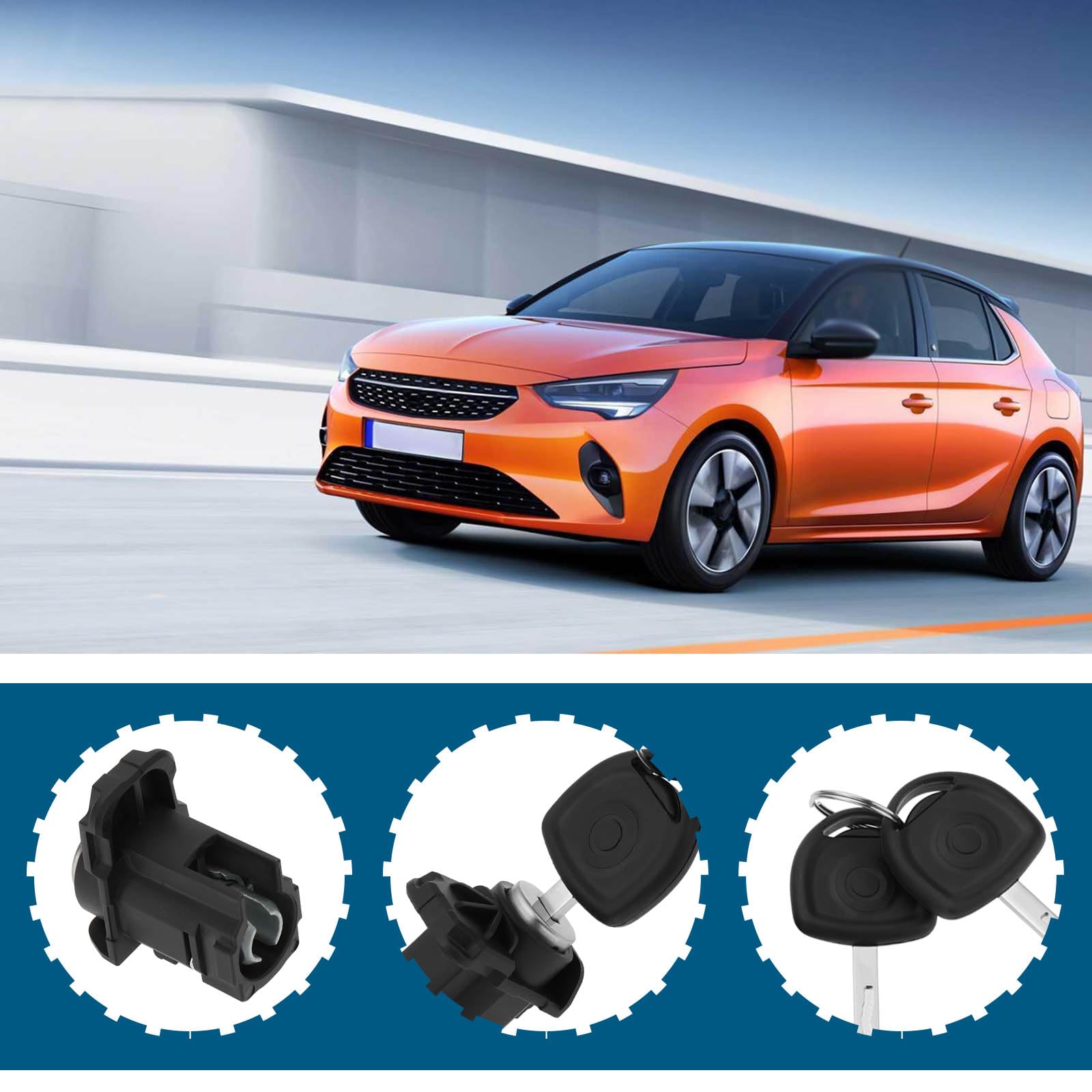 1 Satz Schlosszylinder für Fahrertür Vorne Links mit 2 Schlüsseln Ersatzteil 172371096 Kompatibel mit OPEL Corsa D 2006–2014