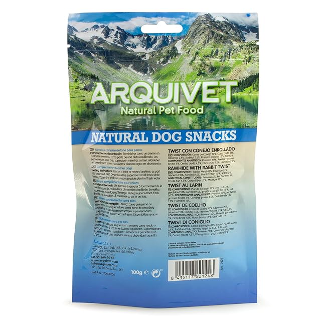 Foto 5 de 7 de Arquivet Pack 12 Unidades Snack Twist con Conejo Enrollado 100 gr - Natural Dog Snacks - 100% Natural
