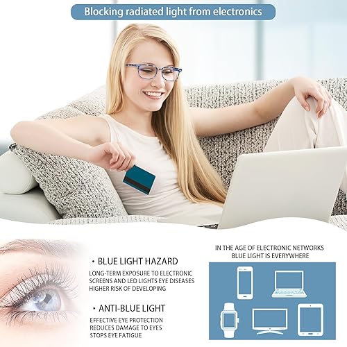 Miniatura 3 de STASTEND Gafas de lectura progresivas multifocales antiluz azul para mujeres y hombres, marco de anteojos de moda