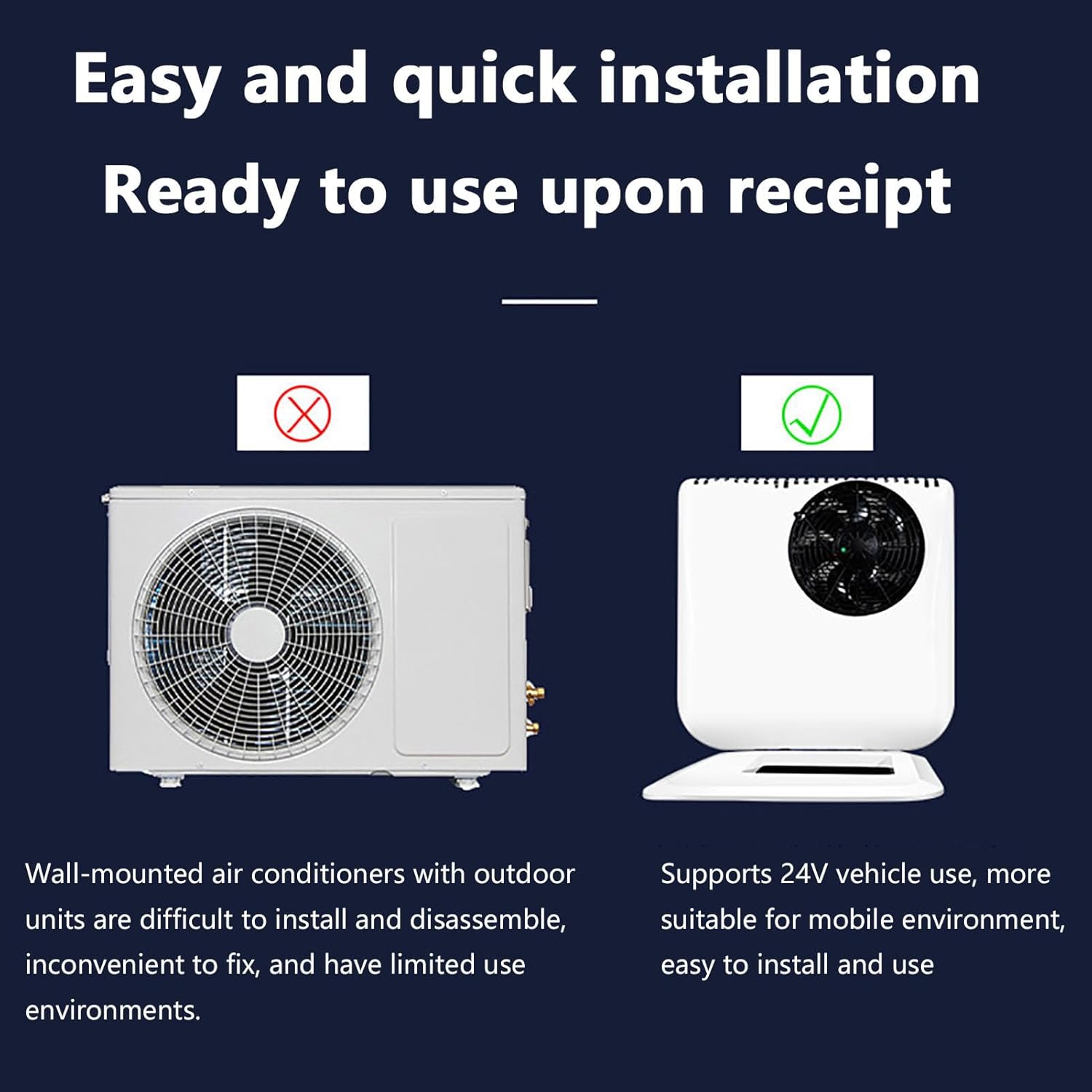 12v/24v Rv Air Conditioner,car Air Condition,for Truck Rv Boat Automotive Camper Travel Trailer(Size:24V)