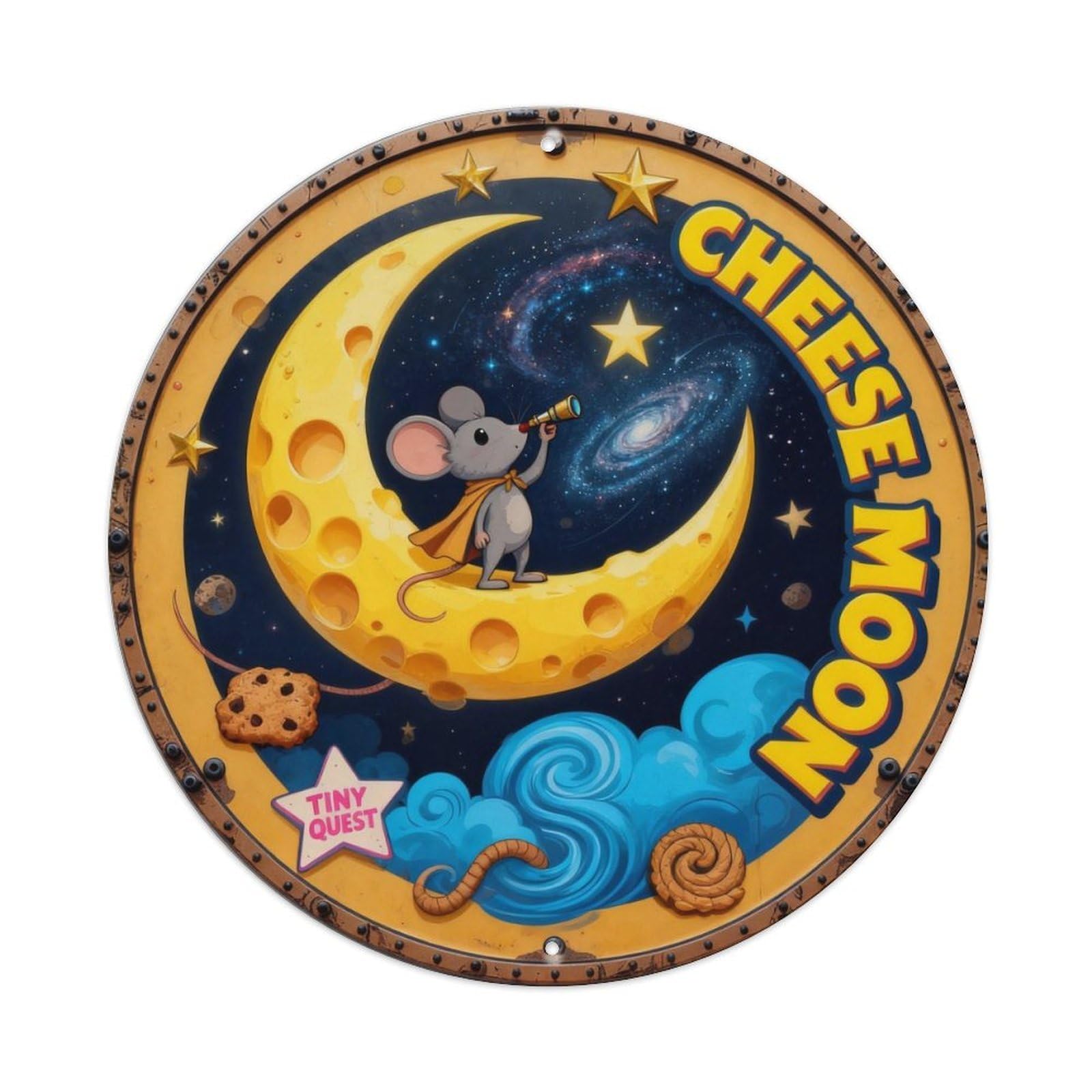 Cheese Moon Sign Metal Tin Sign Plaque
