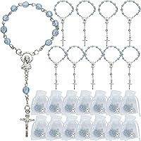 Vista 1 de Acrílico Mini Rosario Favor para Niño Azul (24 PCS) - Bautismo Comunión Recuerditos De Bautismo Bautizo, Decenarios