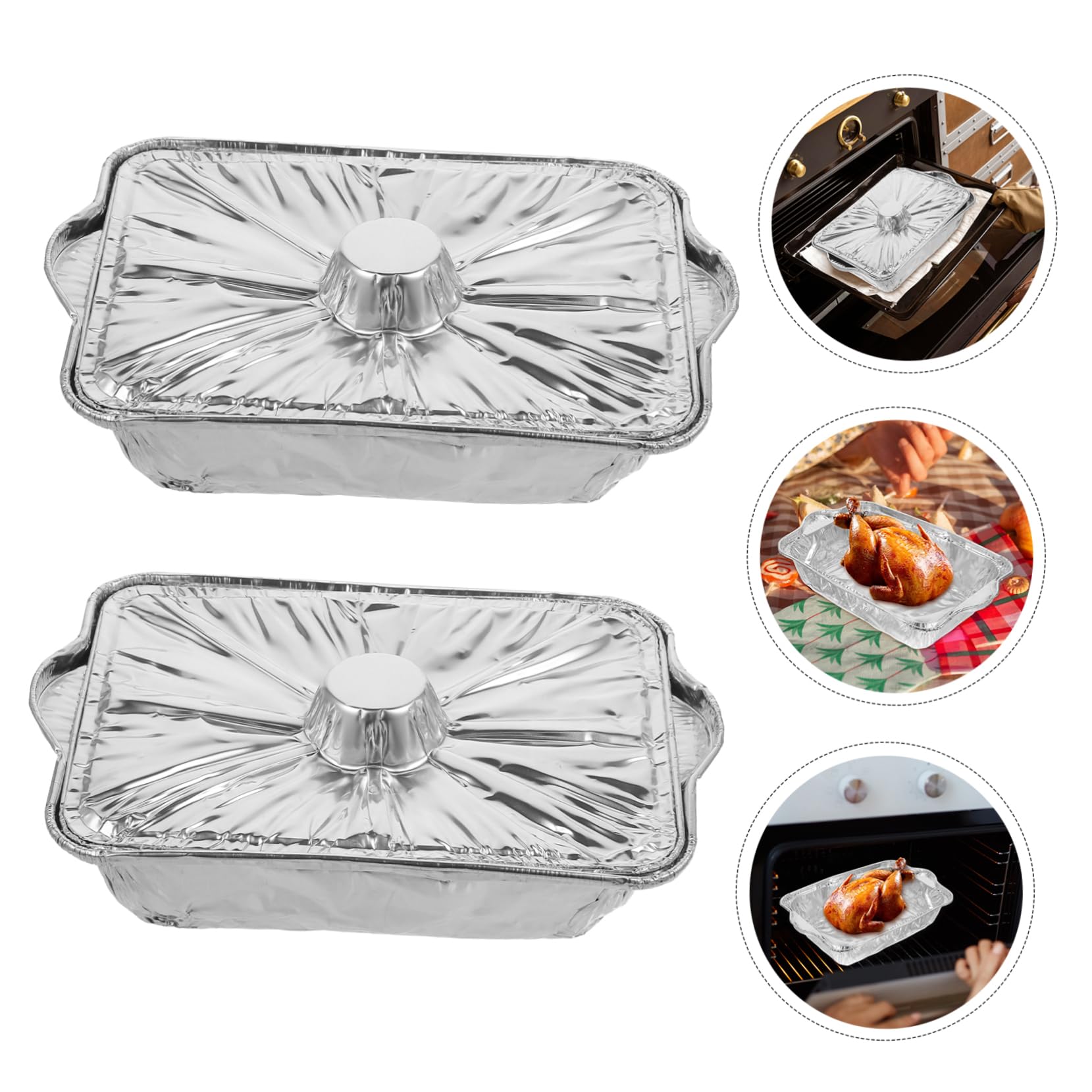 OFFSCH Aluminum Foil Pan Lids 5 Pack Heavy Duty Tin Foil Pans for Storage Baking BBQ Outdoor