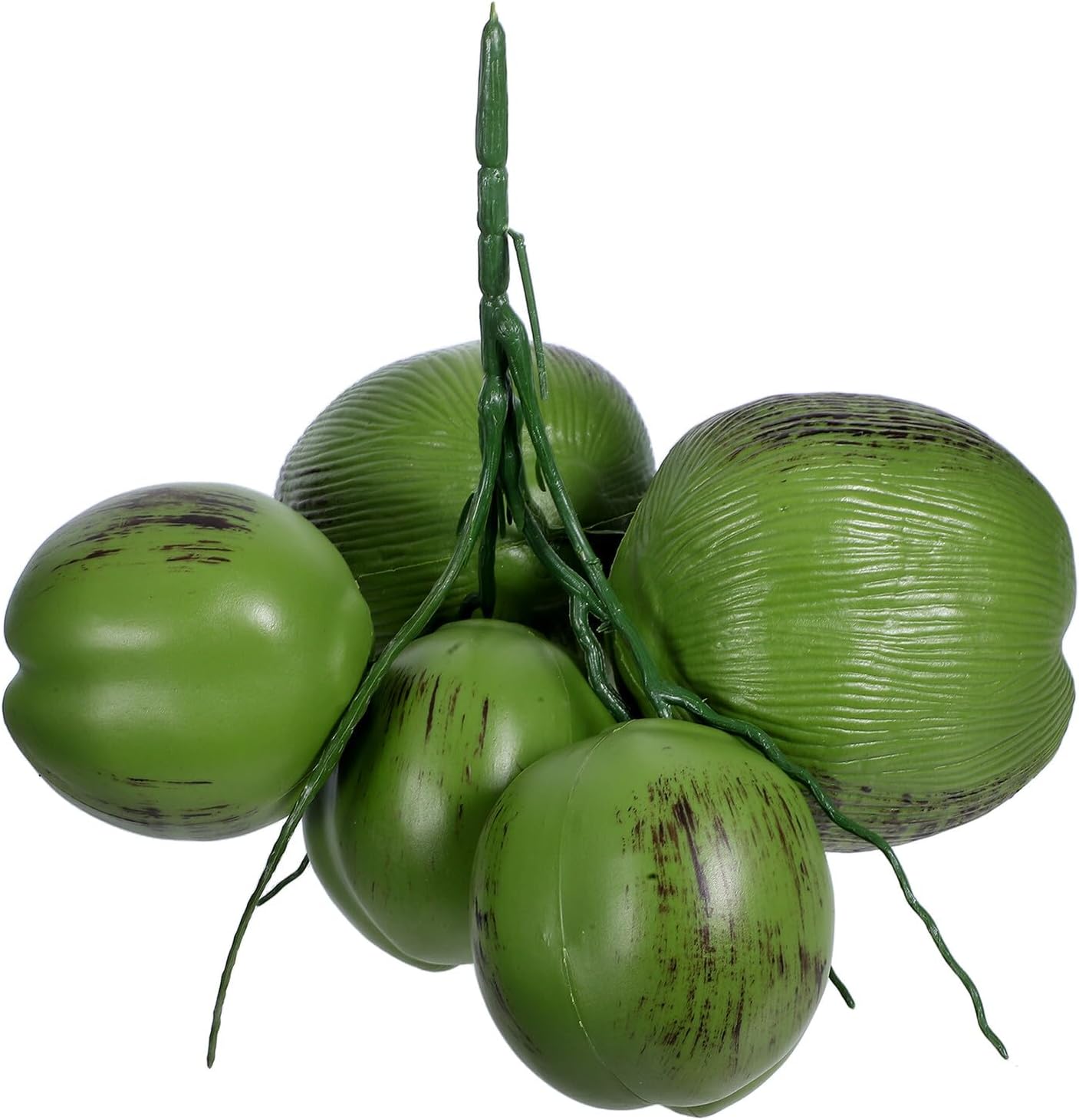 Artificial Tropical Coconut Fruit Bunch, 5 Pieces Realistic Hawaiian Party Decoration, Faux Coconut Beach Décor for Luau and Summer Events