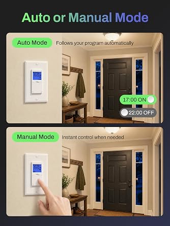 BN-LINK 7 Day Programmable in Wall Digital Timer Switch for Lights, Fans