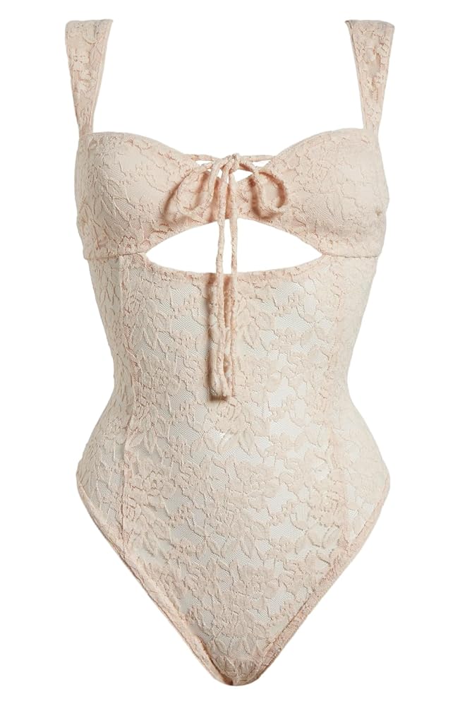 Free People Women's Strike A Pose Bodysuit, Peach Dust at
