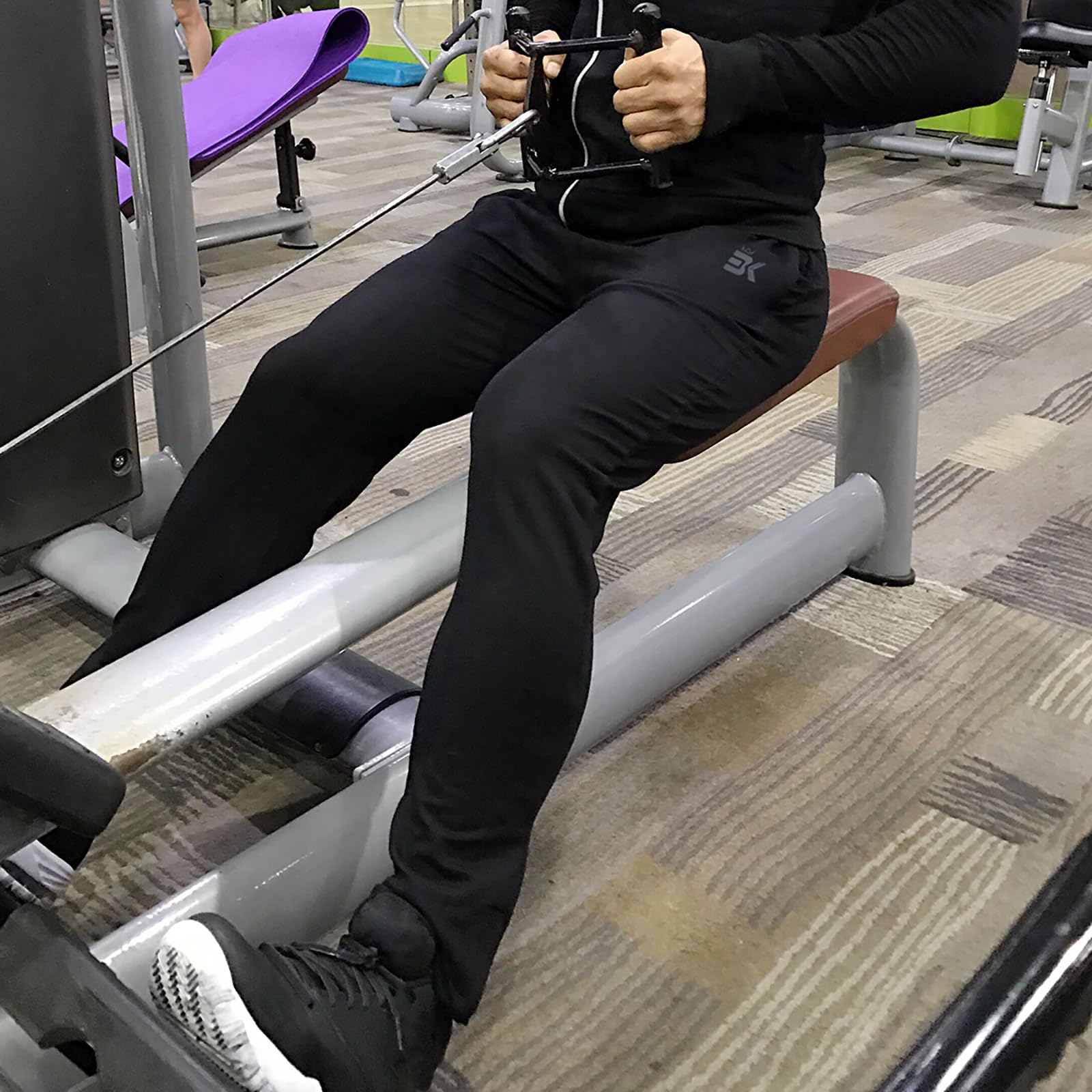BROKIG Pantaloni da jogging con cerniera per uomo, pantaloni sportivi slim con tasche, pantaloni tuta in cotone fitness da uomo