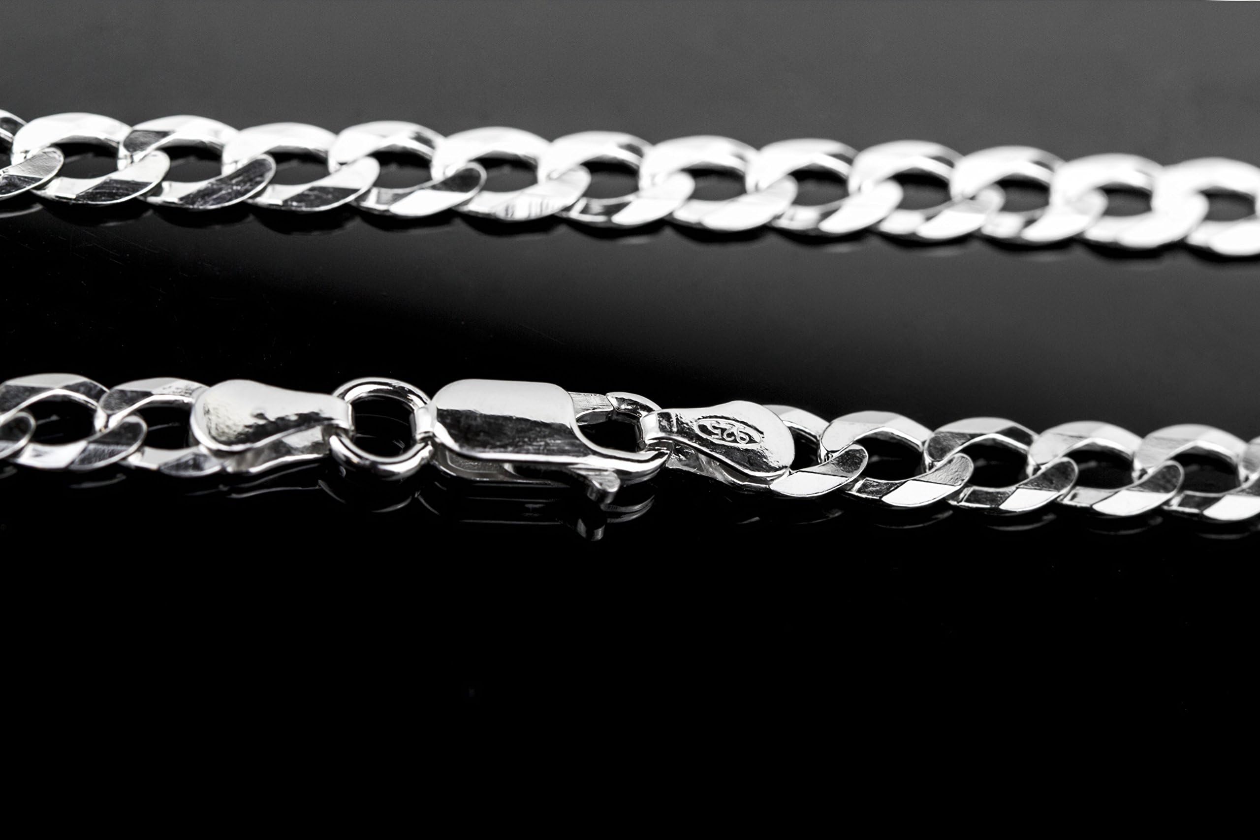 Aka Gioielli® - Catena Grumetta Piatta 5mm Argento Sterling 925 Rodiato - Collana Uomo Donna lunga 45 50 55 60 65 75 cm