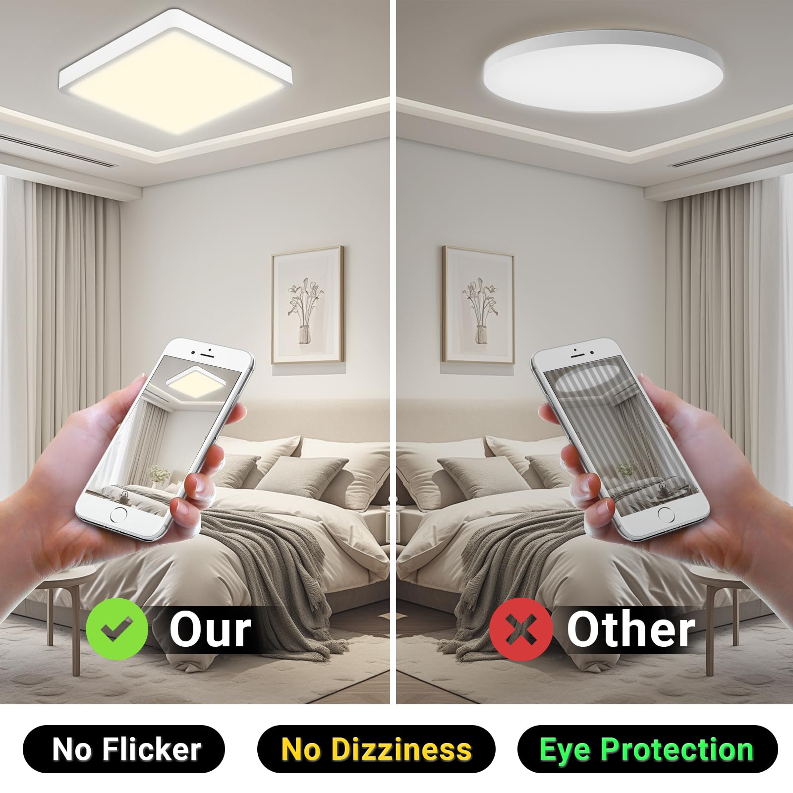 LQWELL® Plafoniera Lampada da soffitto a LED, IP44 Lampada da bagno impermeabile Quadrata piatta 18W 4000K 1600LM Sottile per soggiorno Bagno Camera da letto Cucina Seminterrato Ufficio, 220 * 24mm