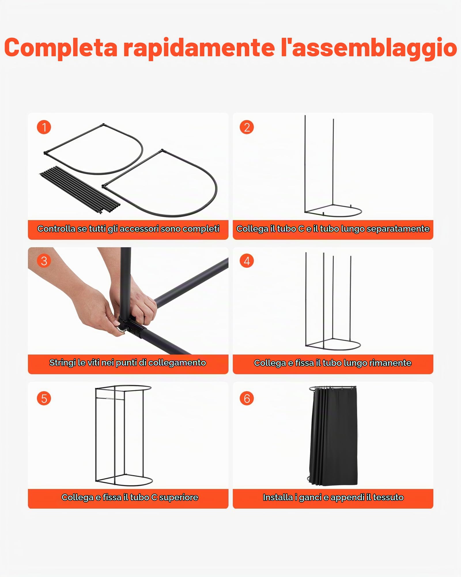 VEVOR Camerino di Prova da 100 x 95 x 200 cm Spogliatoio Portatile Mobile con Tende Spesse in Poliestere, Tenda Ombreggiante e Gancio, per Boutique, Centri Commerciali e Attività all'Aperto, Nero