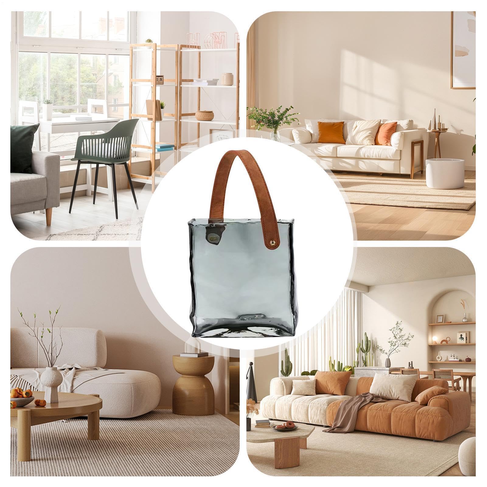 Taschenvase Dekorative Tischmitte Pflanzgefäß | Blumengesteck Niedliche Vase Glastasche für Wohndeko Schlafzimmer Wohnzimmer Büro Landhausstil Geburtstag Einweihung