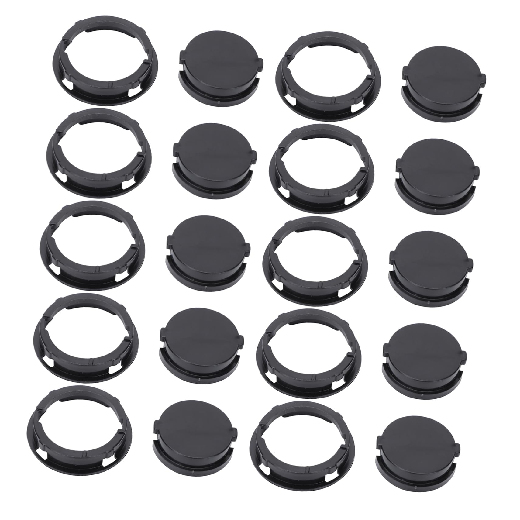 SEWACC 50Pcs Double Bottom Plastic Plugs for Piggy Banks Durable Covers for Money Saving Boxes Lightweight Stoppers for Plaster Figurines Black Color Bottom Inserts